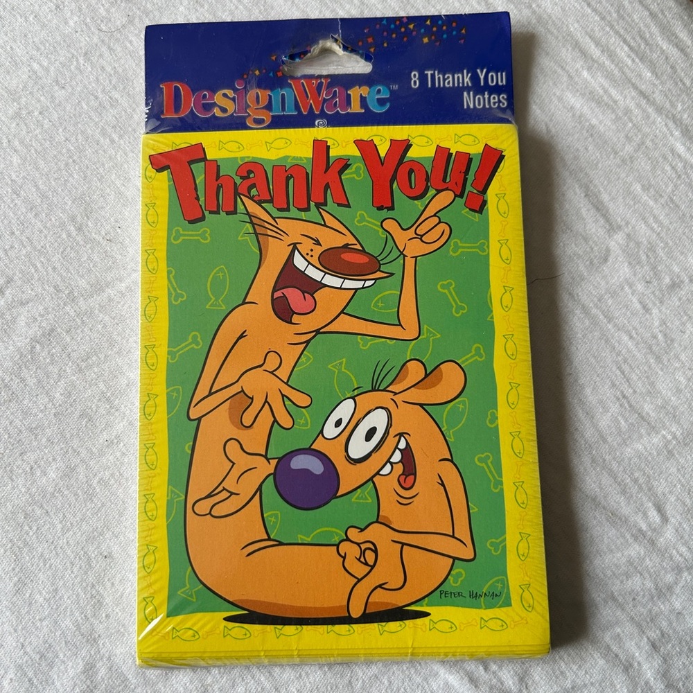 VTG 90s Nostalgia Millennial Cartoon Catdog Greeting Design-ware Thank You Cards
